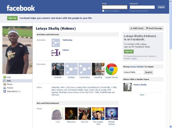 Lutaya Shafiq Holmes' facebook Page